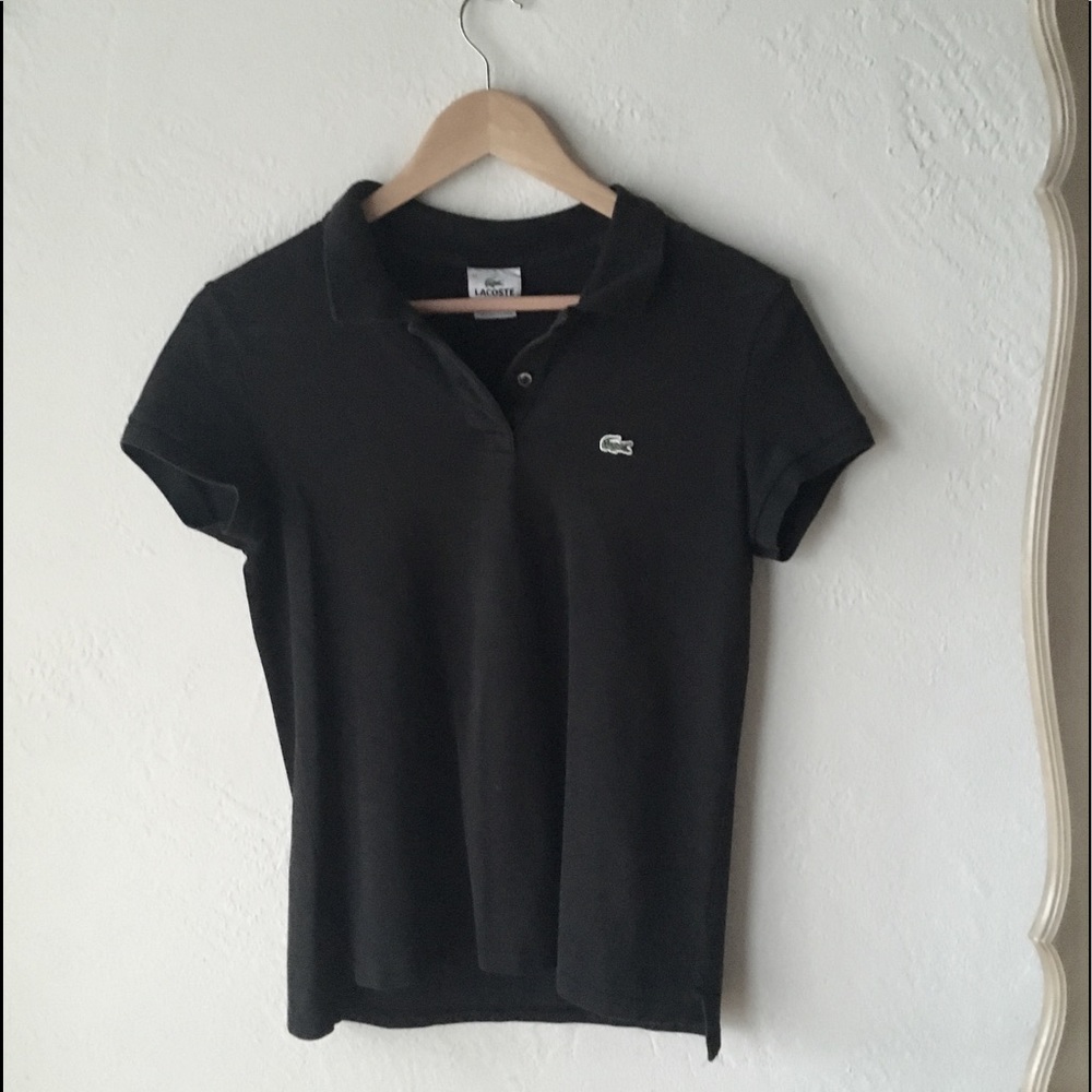 Lacoste black collared short sleeve polo shirt